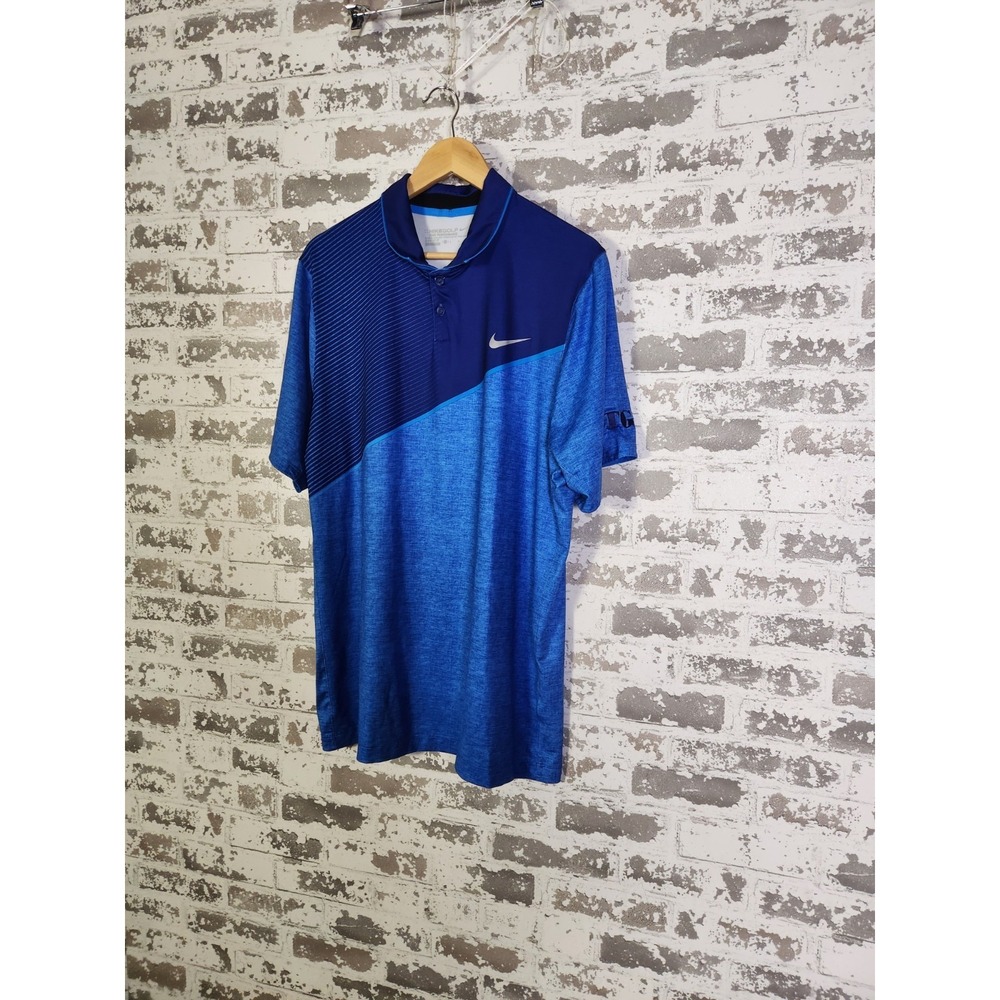 Nike Golf Polo Shirt Mens Large Blue Tour Performance‎ Moisture Wicking Stretch - Picture 4 of 13